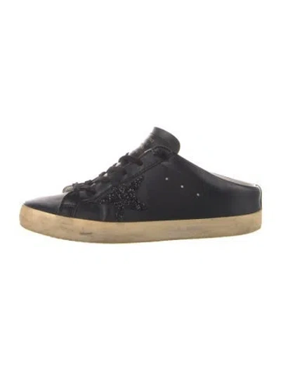 Pre-owned Golden Goose Super- Star Leather Mules In Black