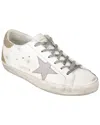 Golden Goose Deluxe Brand Premium White Leather Sneakers With Glitter Accents In White