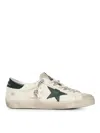 Golden Goose Super-star White Low Top Sneakers With Embossed Logo And Contrasting Heel Tab In Leather Man In White