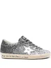 Golden Goose Silver And Black Leather Super Star Sneakers In Silver