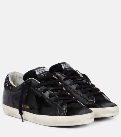 Golden Goose Super Star Leather Sneakers In Black