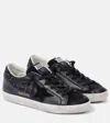 Golden Goose Super-star Black Low Trainer With Rhinestones In Black