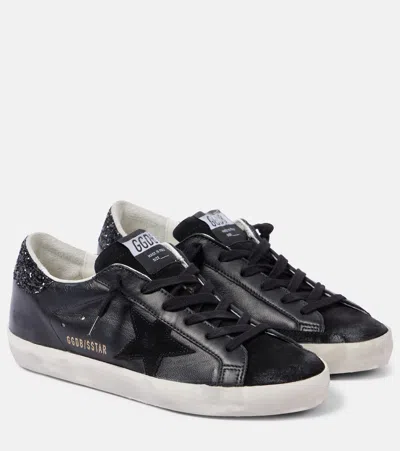 Golden Goose Super-star Leather Sneakers In Black