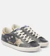 Golden Goose Leather Distressed Sneakers Metallic Panels In Black