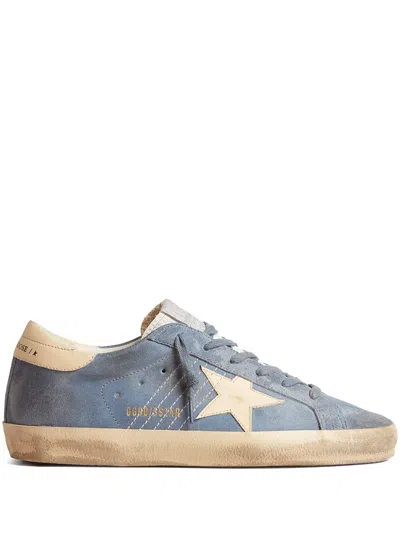 Golden Goose Super Star Leather Sneakers In Blue