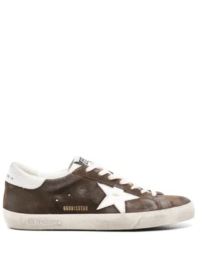 Golden Goose Super Star Leather Sneakers In Brown