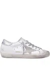 Golden Goose Super-star White And Silver Leather Womans Sneakers In Metallic