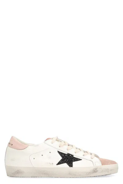 Golden Goose Beige Super-star Leather Sneakers In White