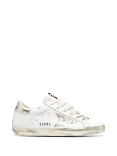 Golden Goose Distressed White Leather Low-top Sneakers In Multi