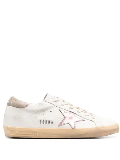 Golden Goose Super-star Leather Sneakers In White