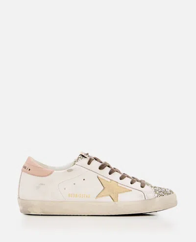 Golden Goose Superstar Mixed Leather Low-top Sneakers In White Gold