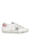 Golden Goose Super Star Leather Upper Glitter Star Cocco Printed Heel Shoes In White