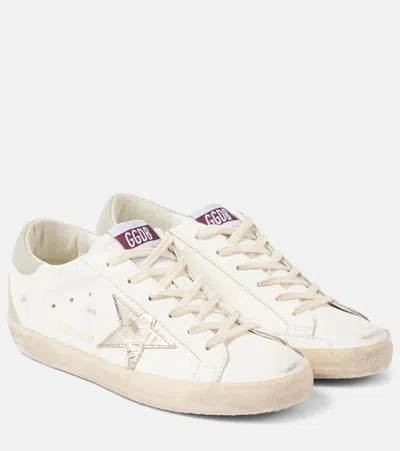 Golden Goose Super Star Leather Sneakers In White