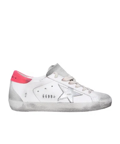 Golden Goose Super-star Distressed Suede-trimmed Leather Sneakers In White
