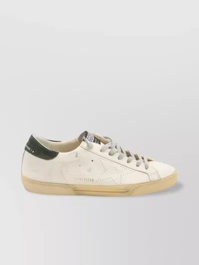 Golden Goose Super Star Leather Sneakers With Vintage Treatment In Neutral