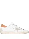 Golden Goose Super-star Sneakers With Ice-gray Suede Star And Light Brown Heel Tab Shoes In White