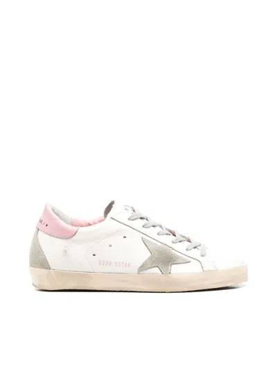 Golden Goose Super-star Leather Upper And Heel Suede Star And Spur Cream Sole In White/ice/light