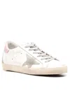 Golden Goose Super-star Used-effect Leather Sneakers With Suede Profiles In White/ice/light Pink