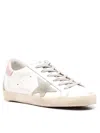 Golden Goose Super-star Used-effect Leather Sneakers With Suede Profiles In White/ice/light Pink