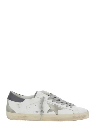 GOLDEN GOOSE 'SUPERSTAR' WHITE VINTAGE LOW TOP SNEAKERS WITH GREY HEEL TAB IN LEATHER MAN