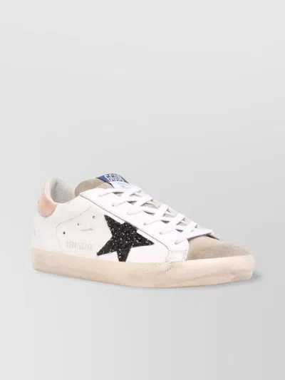 Golden Goose "super Star" Leather Upper And Heel Suede Toe Glitter Star