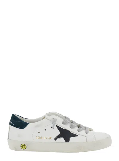 Golden Goose Kids' Super Star Leather Upper And List Printed Star Suede Heel In White