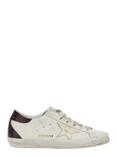 Golden Goose Super Star Leather Upper And Toe Laminated Star Cocco Print Heel And Spur In White