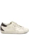 Golden Goose Women 'super-star' White Low Top Sneakers With Embossed Logo And Contrasting Heel In Le In Burgundy