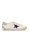 Golden Goose Super Star Leather Upper Glitter Star Heel And Spur In White