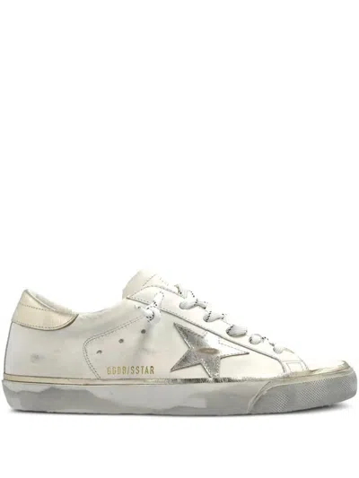 GOLDEN GOOSE GOLDEN GOOSE "SUPER STAR" LEATHER UPPER LAMINATED STAR AND HEEL GLITTER EDGE SHOES