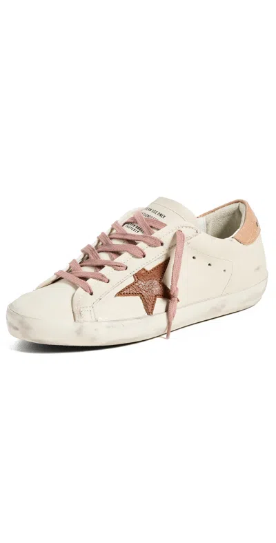 Golden Goose Super Star Leather Upper Sneakers And Star Croco Printed Heel Talco/brown/beige In Talcobrown