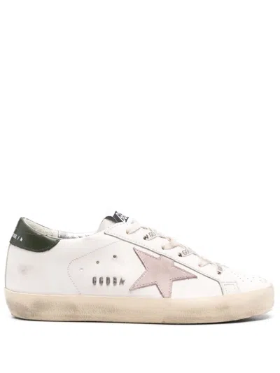 Golden Goose Super Star Leather Upper Star And Heel Metal Lettering In White