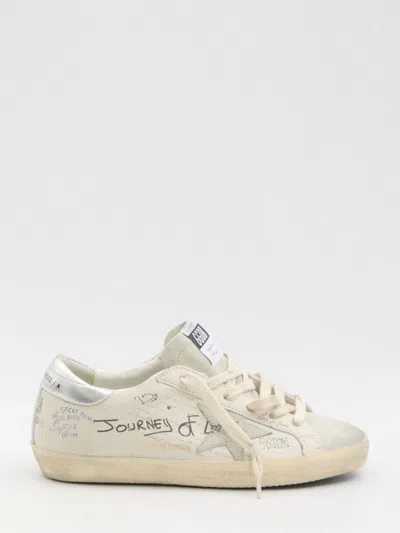 GOLDEN GOOSE GOLDEN GOOSE SUPER STAR LEATHER UPPER SUEDE STAR AND TOE LAMINATED LEATHER HEEL