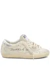 Golden Goose Super Star Leather Upper Suede Star And Toe Laminated Leather Heel Shoes In White