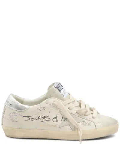 GOLDEN GOOSE GOLDEN GOOSE SUPER STAR LEATHER UPPER SUEDE STAR AND TOE LAMINATED LEATHER HEEL SHOES