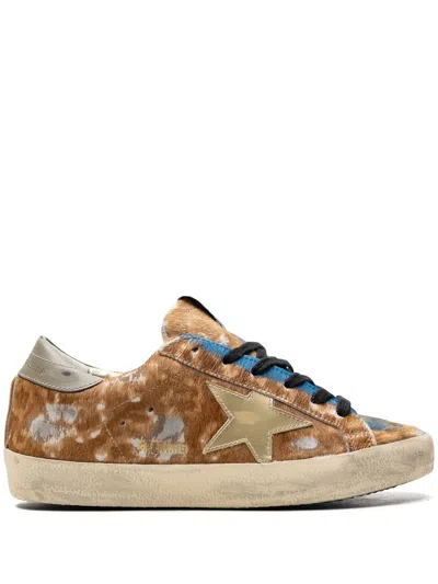 Golden Goose Super-star "leo Hazelnut/light Grey/gold/grey/blue" Sneakers In Braun