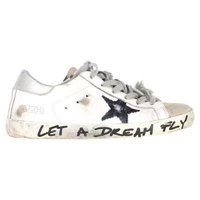 Golden Goose Super-star "let A Dream Fly" Lace-up Sneakers In White Calfskin Leather