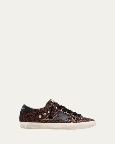 Golden Goose Super-star Low-top Glitter Sneakers In Brownblack