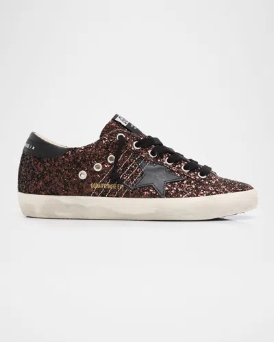 GOLDEN GOOSE SUPER-STAR LOW-TOP GLITTER SNEAKERS