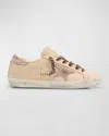 Golden Goose Super-star Low-top Leopard Leather Sneakers In Smoke Greybeigebrown