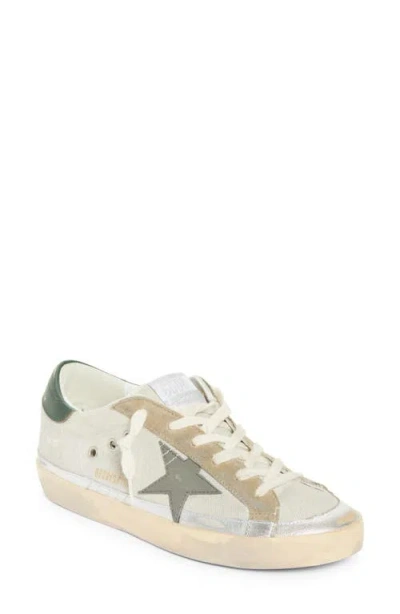Golden Goose Super-star Low Top Sneaker In Grey/green