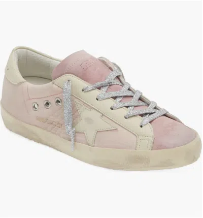 Pre-owned Golden Goose Super-star Low Top Sneaker Pink 4328, Suede Toe, Tongue Retail $595