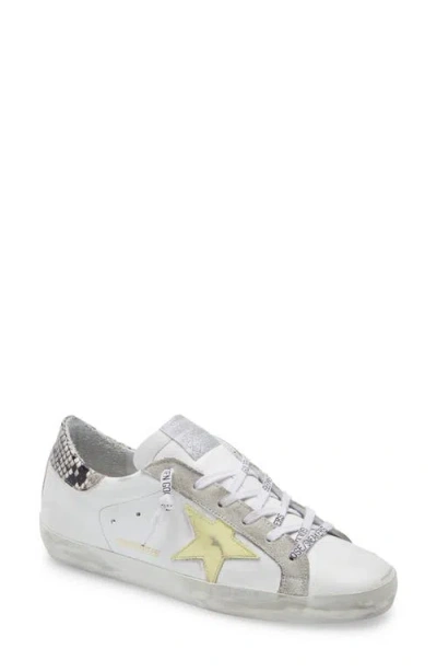 Golden Goose Super-star Low Top Sneaker In White Leather/pale Yellow
