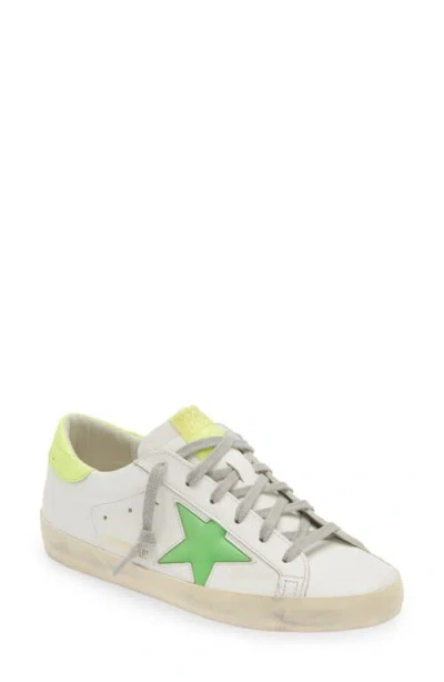 Golden Goose Super-star Low Top Sneaker In White/green/yellow