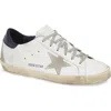 Golden Goose Superstar Mixed Leather Script Low-top Sneakers In White/ice/night Blue
