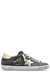 Golden Goose Leather Distressed Sneakers Metallic Panels In Black