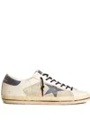Golden Goose Ball Star Sneakers In White Nappa Leather With Light Blue Laminated Leather Star And Heel Tab In Neutrals