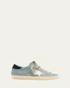 Golden Goose Super-star Low-top Suede Sneakers In Denim Bluebeigenavy