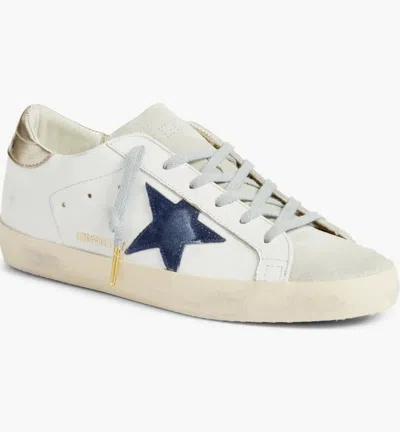 Pre-owned Golden Goose Super-star Low Top Women's Sneaker 5598 - Retail $595 In White/ice/blue