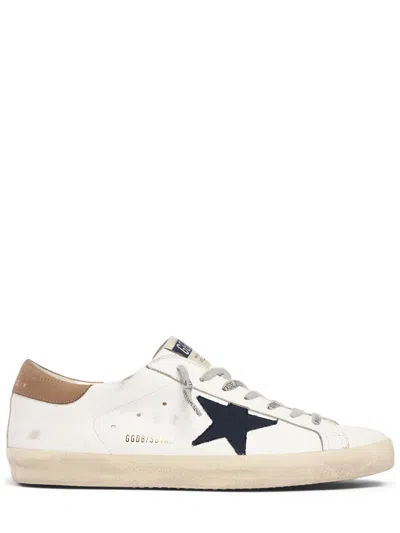Pre-owned Golden Goose Super-star Men's White/brown Leather Low Top Sneakers